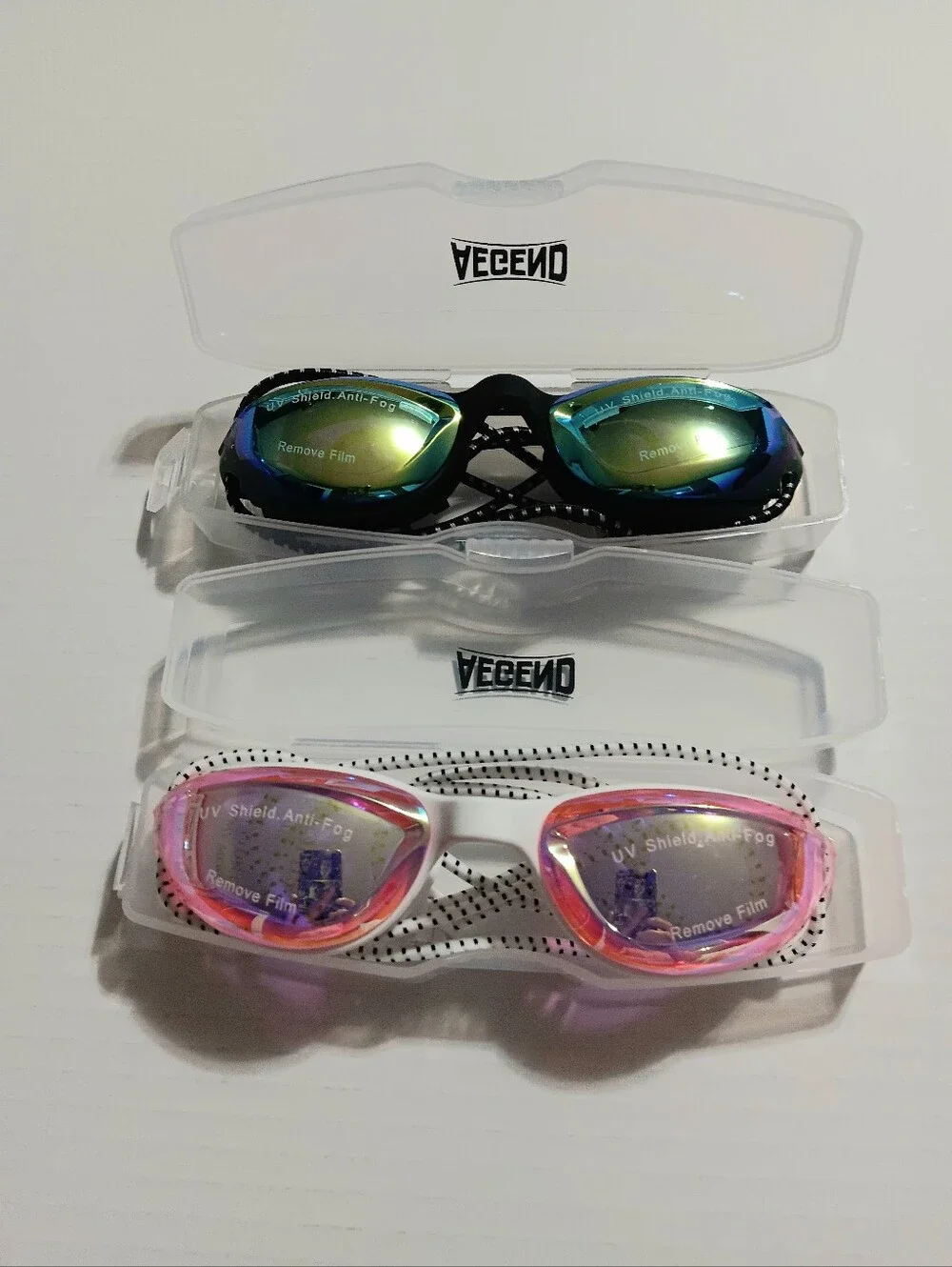 Kids Swim Goggles - Pink and Blue Mirrored Lenses